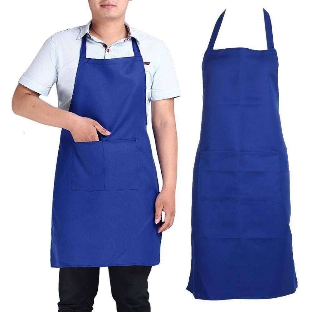 Adjustable Cooking Unisex Waterproof Dust-proof Waiter Hairdresser Chef Dirt-resistant Solid Sleeveless Apron Pocket S260205