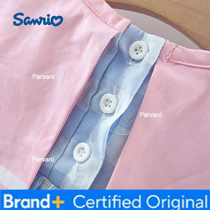Sanrio Summer New Baby Girls School Style Small Animal Print Blue Plaid Bow Princess Dress Sleeveless Lightweight H260206 - view 6