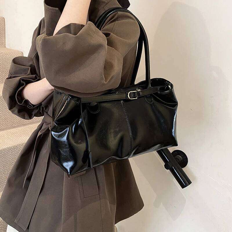 2025 New Lady's Handbag Vintage Brown Shoulder with Short Handle Women PU Leather Bag Large Capacity Luxury Brand Tote Bags Y260205