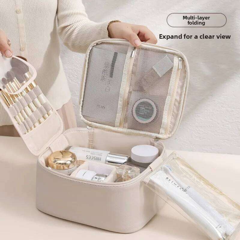 New Makeup Skin Texture PU Leather Portable Travel Handheld Storage Toilet Bag Large Capacity Manufacturer Wholesale Order L Y260206