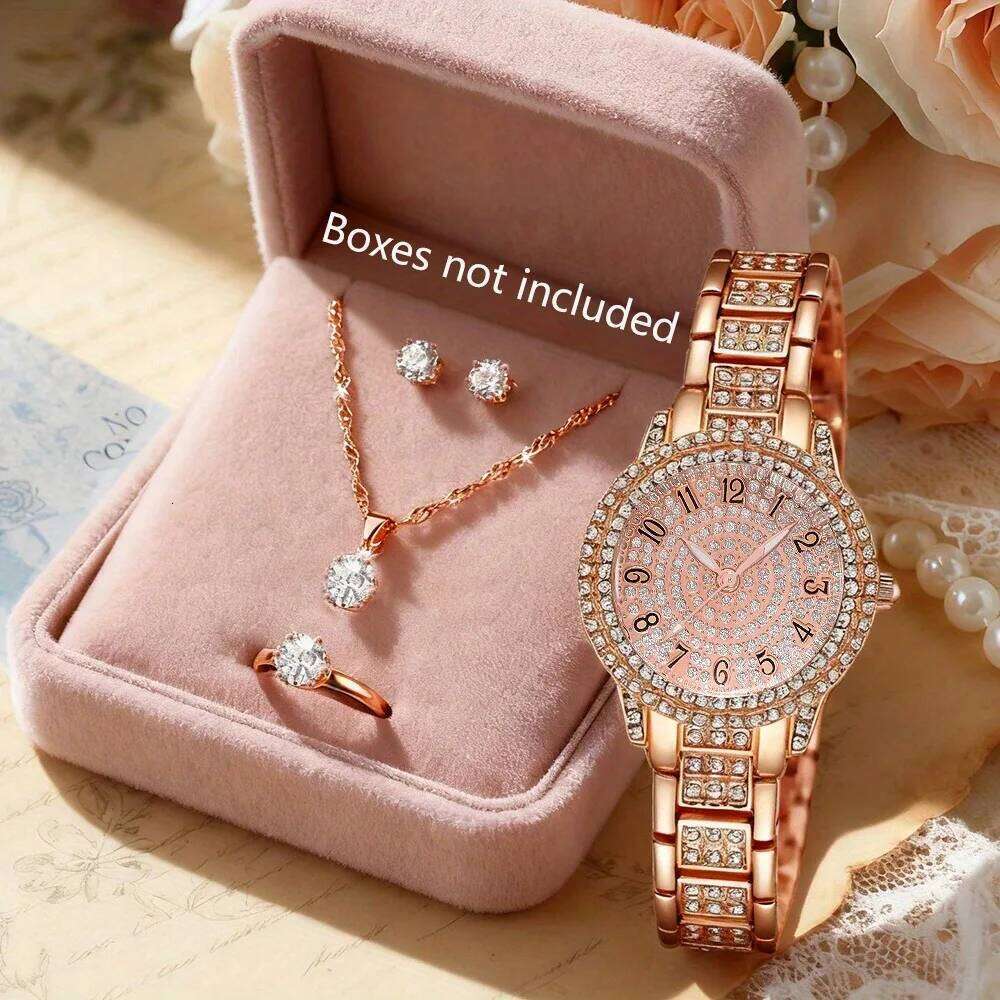 5PCS/Set Fashion Rhinestone Women Watches Ladies Quartz Wristwatch Jewelry Set Reloj Mujer Girls Clock GiftWithout Box Z260206