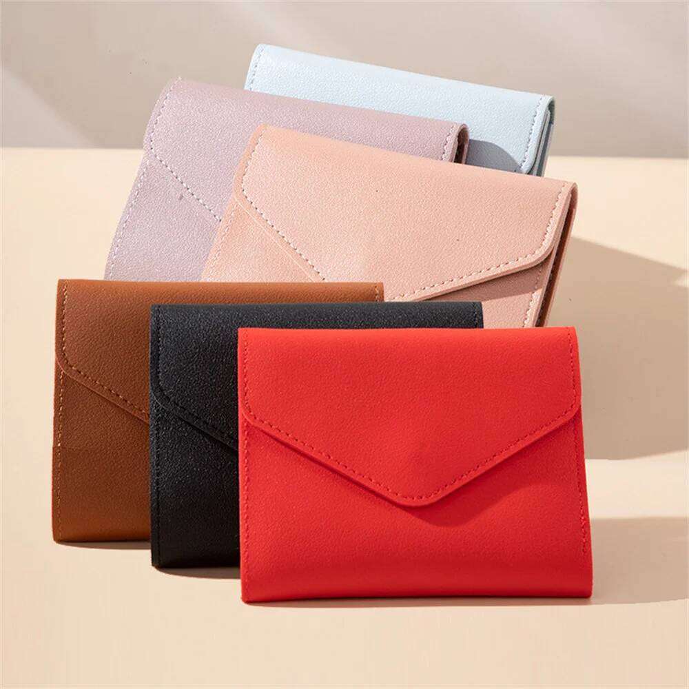 New Folding Envelope Cover Portable Holder Small Coin Purse Short Mini Wallet Women'S Ultra-Thin Credit Card Case Y260206