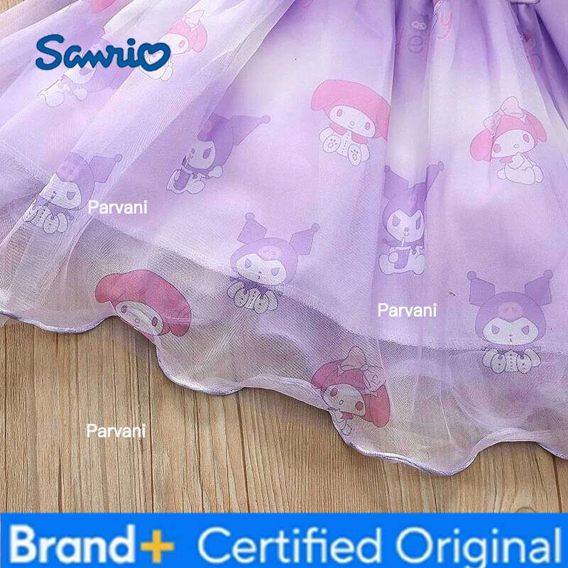 Sanrio Fashion Girls Dress Spring Autumn Mesh Cartoon Kuromi Long Sleeve Princess Dresses for 2-6 Years Kids Birthday Party Costume H260206 - view 7