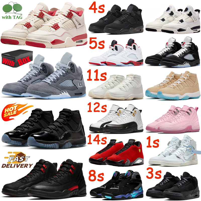 Sneakers Basketball Shoes 4s Valentine's Day Black Cat 11s Gamma Blue Bloodline Sports Shoes 5s Fire Red Black Wolf Grey 12s Taxi 14s Ferrari 1s 3s 8s 10s Aqua Men Women