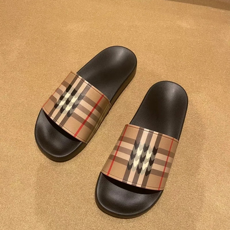 BU Designer mens and womens flat leather sandals casual fashionable versatile and comfortable rubber sole non slip soft leather pink black white slippers