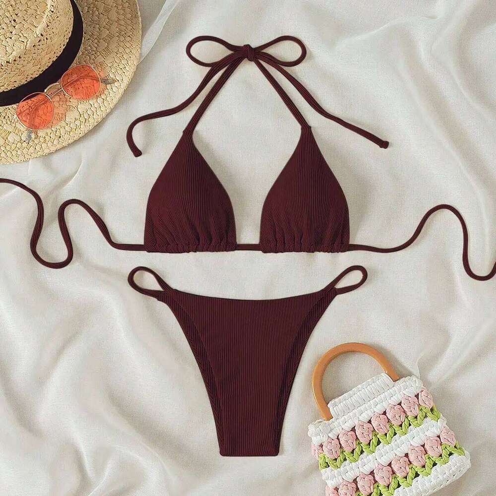Summer wine red sexy bikini outerwear set suitable for women to take photos at the seaside hot spring XJ260206