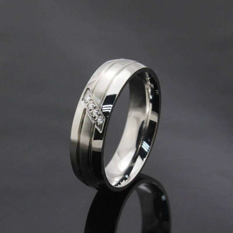 ZORCVENS Stainless Steel Wedding Ring for Men And Women Cubic Zirconia Couple Promise Band Fashion Jewelry Gifts W260206