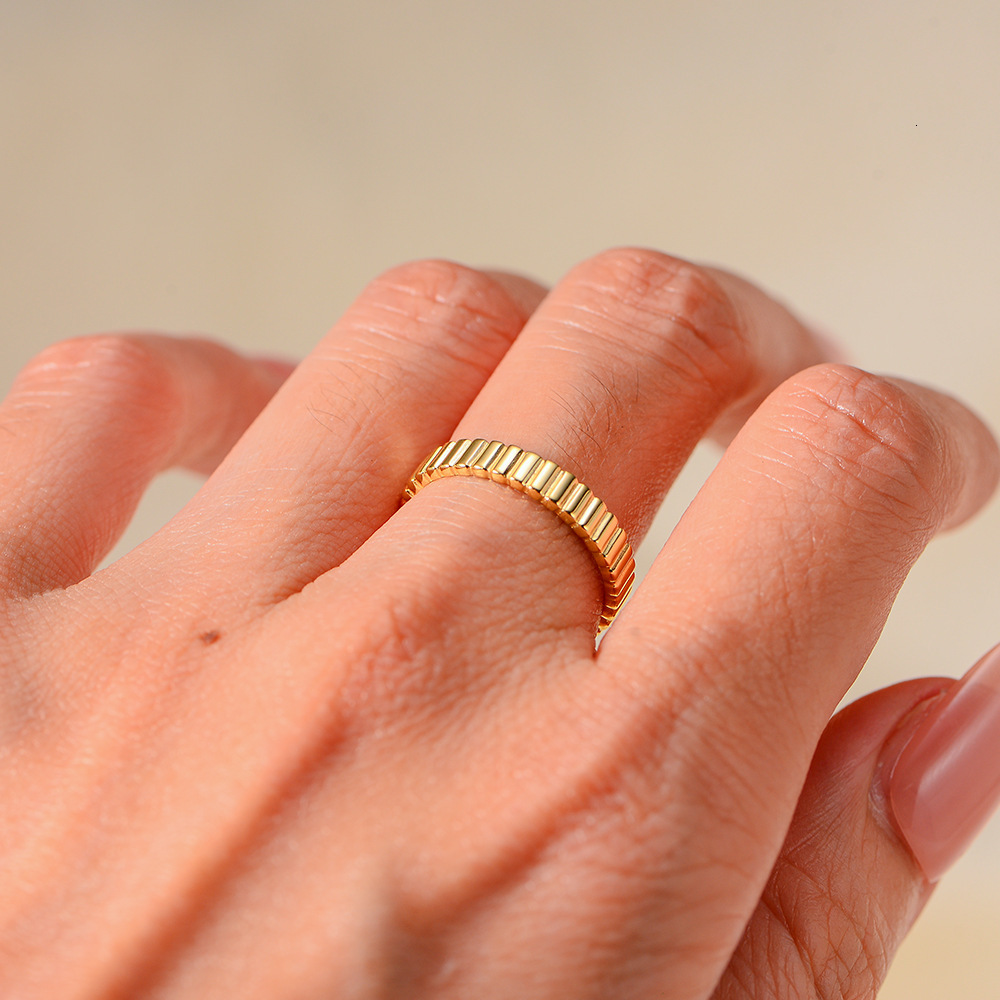 s925 sterling silver striped plain for women, ins jewelry, niche, unique, minimalist, cool style ring