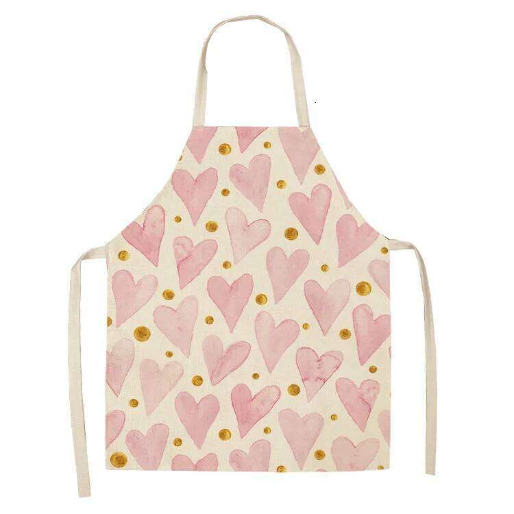 1 Pcs Creative Geometric Cotton Linen Apron Woman Adult Kids Bibs Home Cooking Baking Coffee Shop Cleaning Aprons S260205
