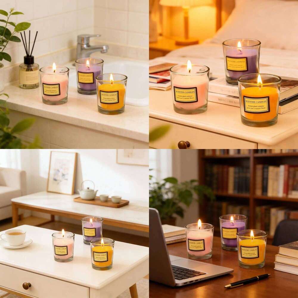 Minimalist Frosted Glass Jar Candle - Trendy Scented Decor, Multi-Purpose for Living Room Office Home Ambiance S260205