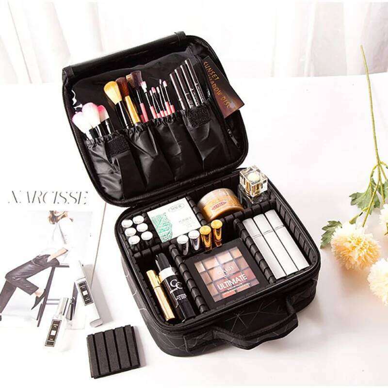 New Makeup Bag For Women Large Capacity Diamond Pattern Cosmetic Bags Beauty Salon Tattoos Nail Art Tool Bin Case Y260206