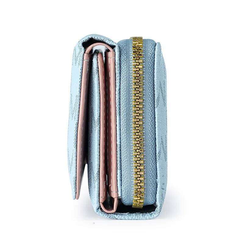 Threefold Zipper Wallet with Letter Pattern, Stylish Multi Color Card Holders & Wrist Straps, Purse for Women Chic Everyday Use Y260206