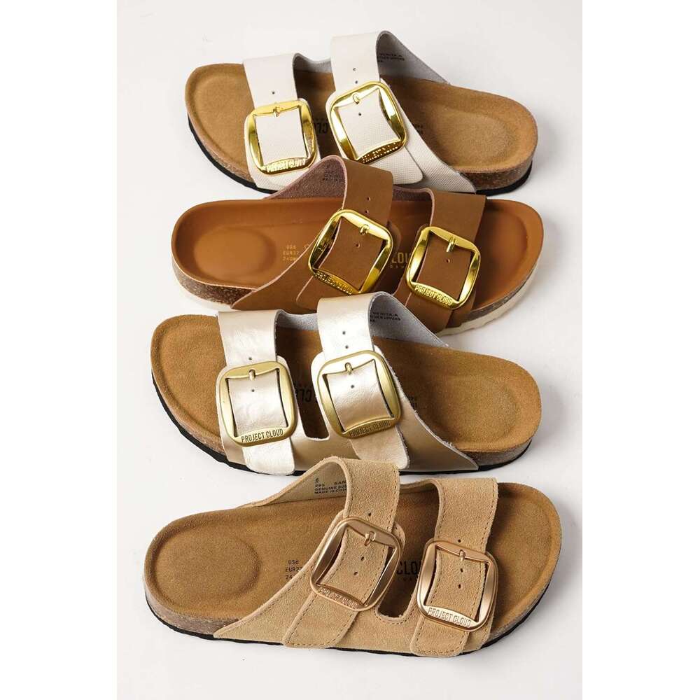 100% Genuine Leather Flat 2026 Comfortable Beach Womens Sandals Memory Foam Vacation Essentials Slides For Women Footwear Santorini