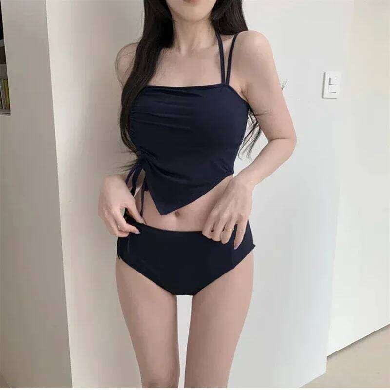 Sexy High Waist Bikinis Two Pieces Swimsuit Women Swimwear Drawstring Beach Wear Bathing Suits Korean Bikini Set Pool 2024 XJ260206