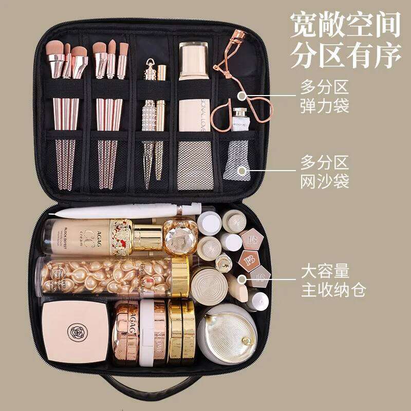 Women's Large Capacity PU Leather Makeup Bag Portable Travel Cosmetic Organizer Toiletry Pouch for Beauty Essentials Y260206