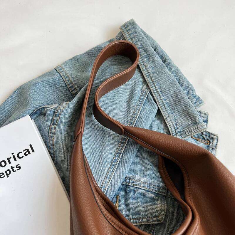 Simple Fashion Single Shoulder Bag Set For Women Soft Leather Pure Color 2-In-1 Large Capacity Shopper Tote Handbags Female Y260205