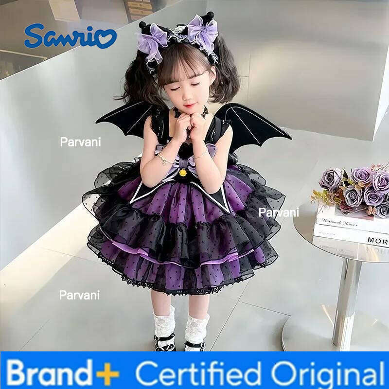 Sanrio Kawaii Kuromi Lolita Dress for Girls, Children's Clothes, Anime Skirt, Cartoon Girl, Birthday Gift, Small and Medium Sized, New H260206 - view 5