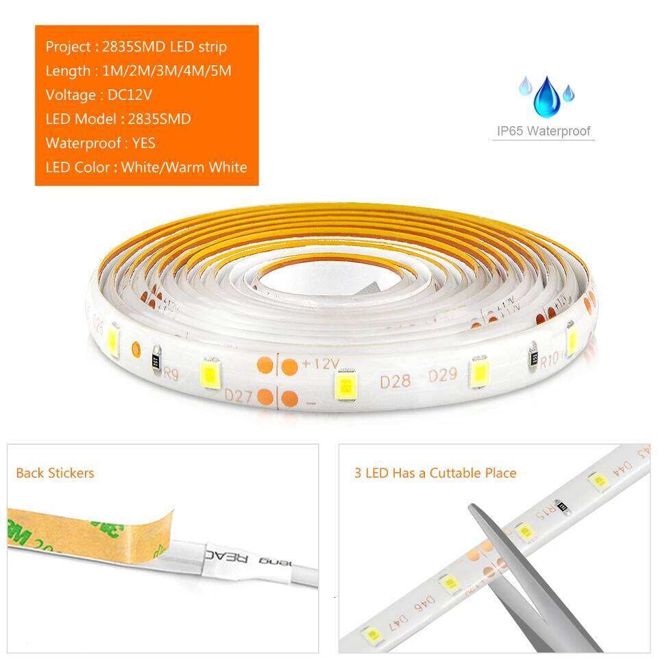 Auto On Off PIR Motion Sensor LED Strip Lights Night Lamp automotive led tape Bedroom Kitchen Decoration 110V 220V To 12V Z260206