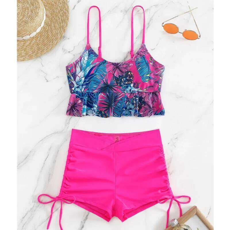Summer Sexy Pink Swimsuits Tankini Set Female Two-piece Swimwear Beach Swim Wear Bathing Suits Pool Women's Swimming Suit 2026 XJ260206