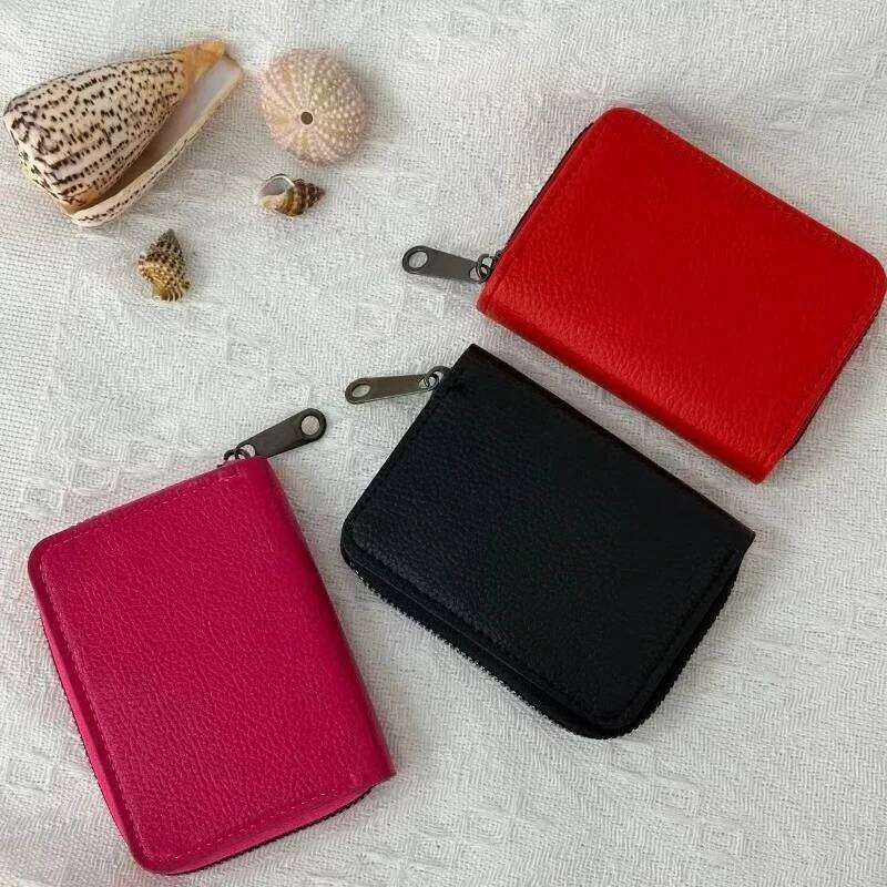 Multi Slot Holder Vintage Small Women Men Business Bank Credit Card Bag Male Coin Pouch Solid Leather Zipper Wallet Y260206