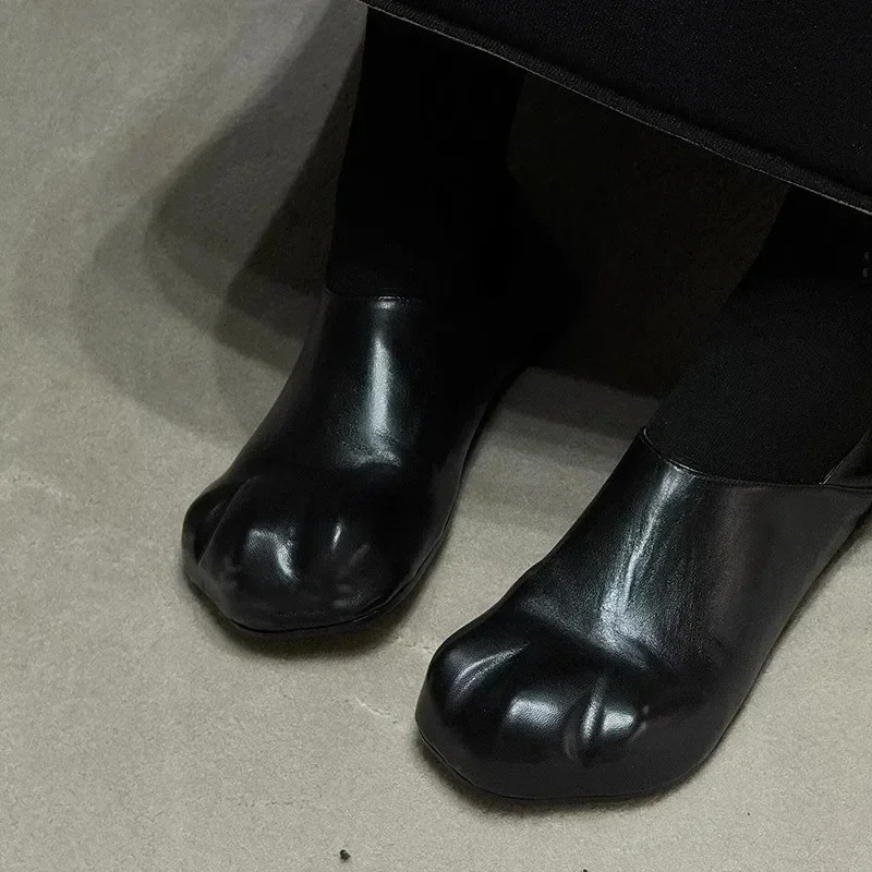 Adorable Cat Claw Flat Bottom Soft Leather Slip-On Shoes Womens Mary Jane Flats Comfortable Casual Shoes Rubber Sole 260124