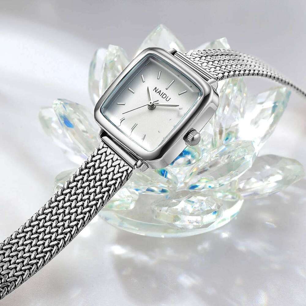 Women's Small Square with Stainless Steel Strap, Artistic, Fashionable, Retro Quartz Watch Z260206