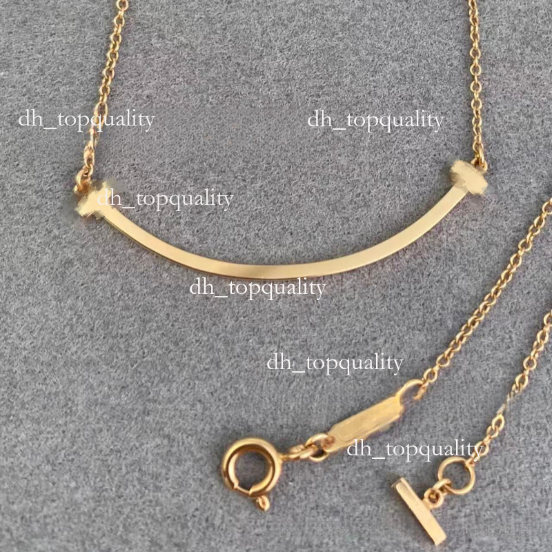Tiffnaylie Necklaces High Version Smile Necklace Full Diamond Plated 18K Rose Gold Double T Tiffamylys Collarbone Chain Versatile Gift Girlfriend's Birthday ca5