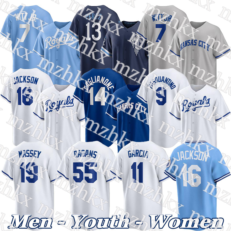 #7 Bobby Witt Jr. Jersey #13 Salvador Perez Jersey Vinnie Pasquantino City KC Royals Jerseys Cole Ragans MJ Melendez Jonathan India Bo Jackson Custom Baseball Jerseys