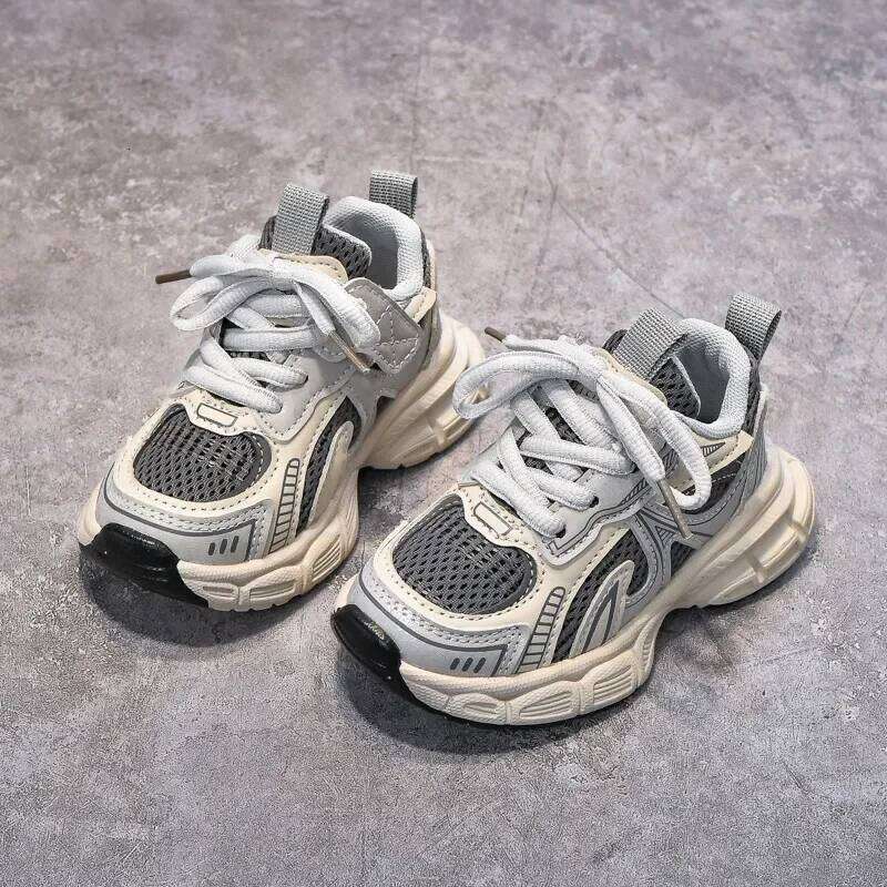 Boys Girls Sports Thick Soft Sole Children Sneakers Mesh Breathable 2025 New Fashion Kids Running Shoes for Students Trend 26Y0206