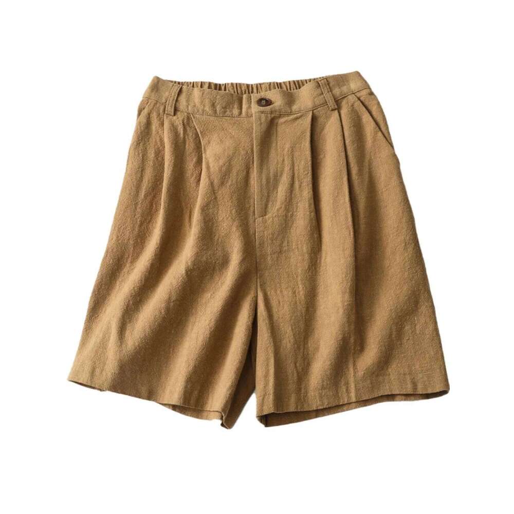 High Waist Cotton Linen orts Women's Casual Loose Straight Medium Five-Quarter Wide Leg Pants Retro Commute Sle XJ260206