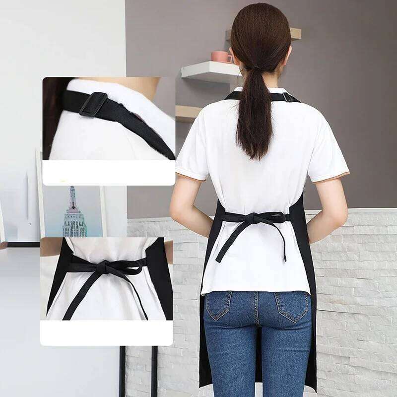 Customizable White Black Customize Logo Personalized Apron Waterproof For Man Women Cooking Restaurant Waiter Work Clothes S260205