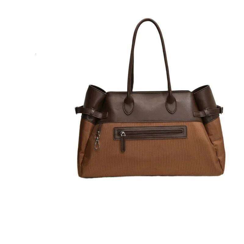 PU Solid Color 2024 New Product Handbag Zipper Versatile Fashion Shoulder Soft Commuting Minimalist Women's Tote Bag Y260205