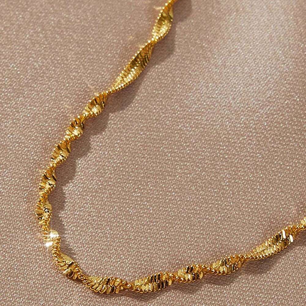 18K Gold Plated Water corrugated bracelet Stainless Steel Fine Chain Bracelet,Elegant Bracelet Jewelry 26H0206