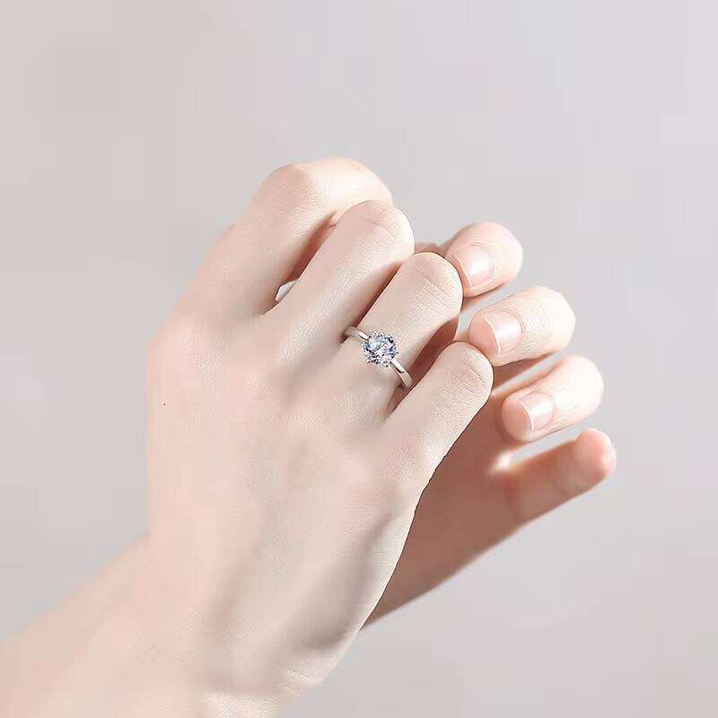 Jewelry 925 Sterling Silver Round White Heart Vvs Diamond Engagement Moissanite Ring