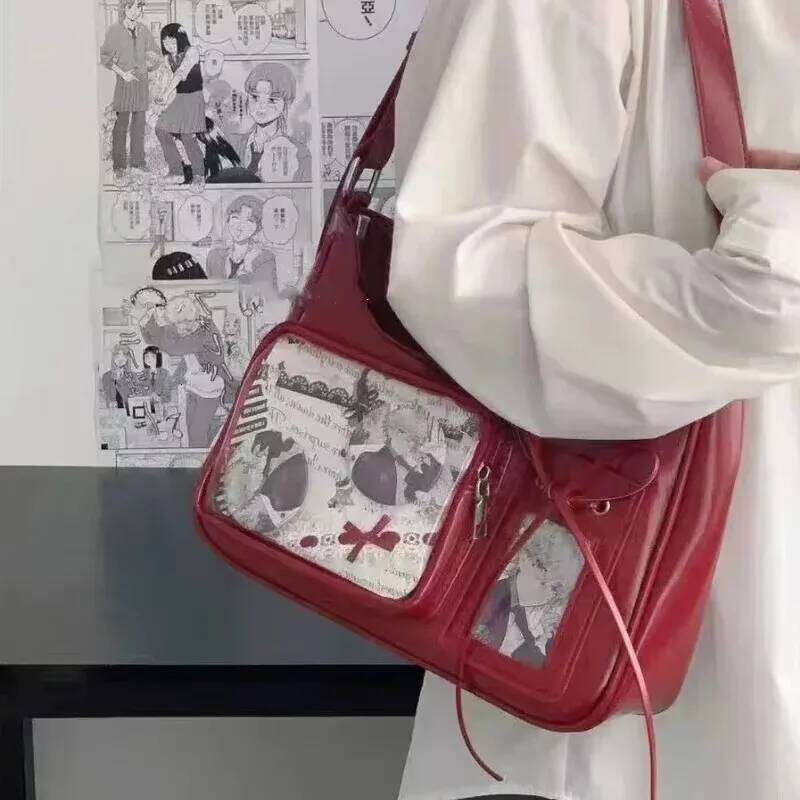 Y2k Harajuku Shoulder Women Korean Transparent Ita School Crossbody Bag Female Japanese Designer Preppy Handbag Purse Y260205