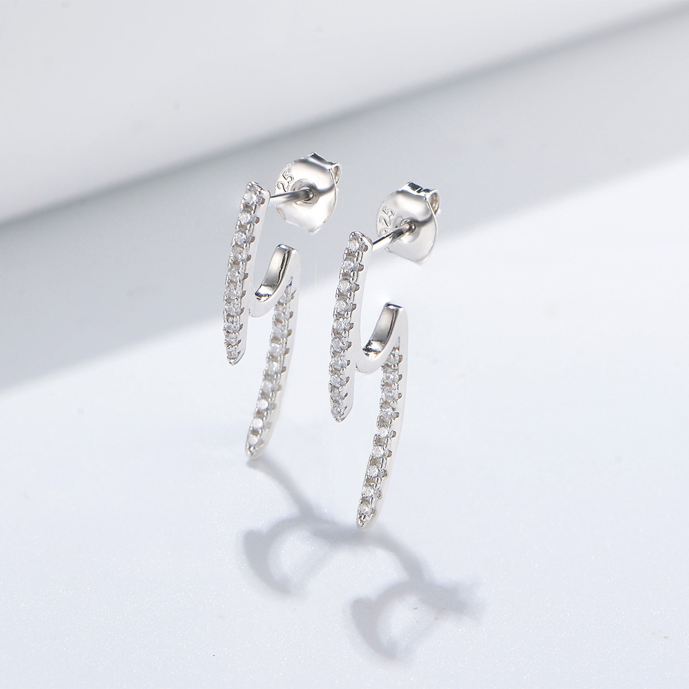 s925 sterling silver geometric micro-inlaid zirconia stud for women, ins minimalist luxury simple personalized diamond earrings