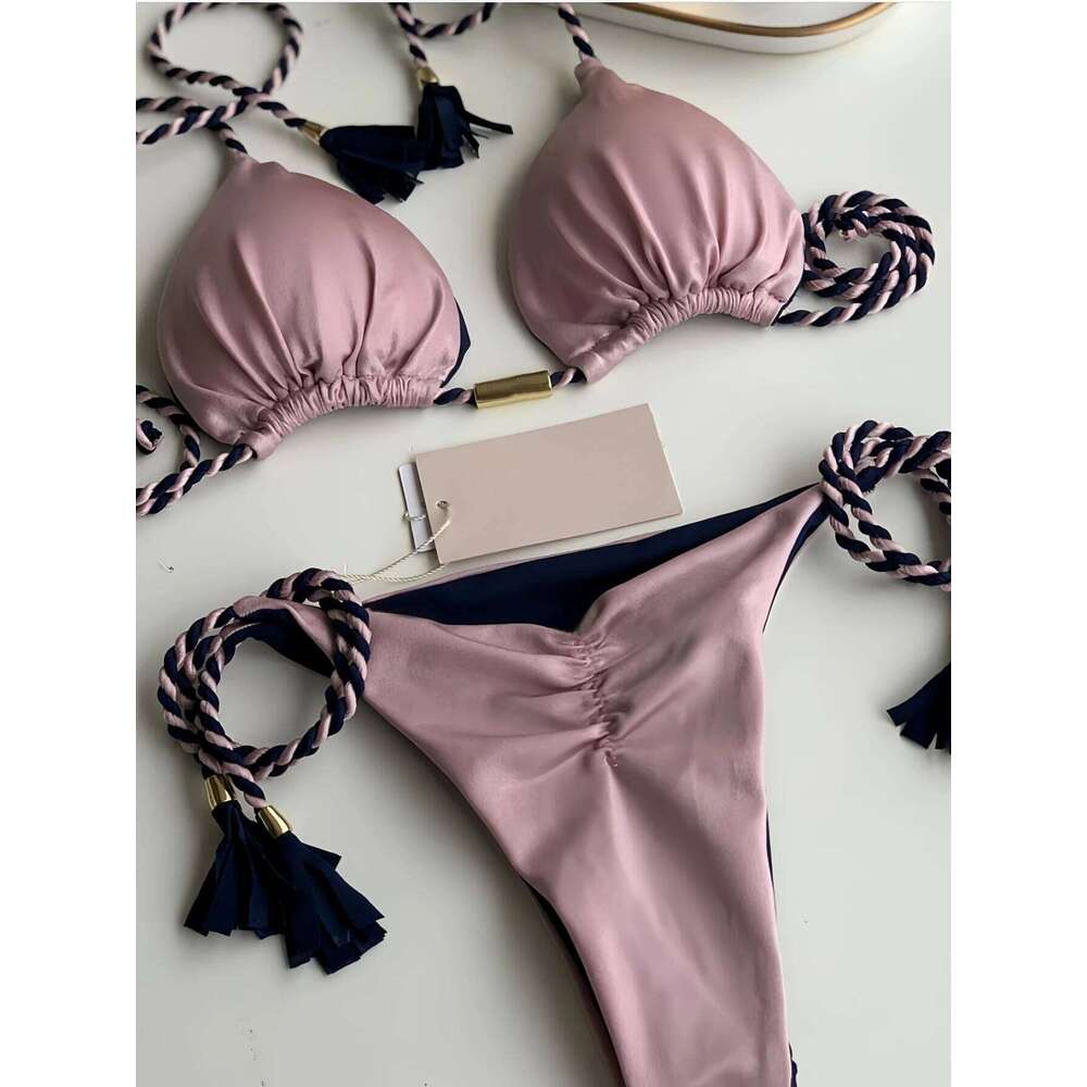 2025 New Sexy Beach Women's Swimsuit Braiding rope Bikinis Set Two-piece Triangle Swimwear Bathing Suit Brazilian Biquinis Z260206