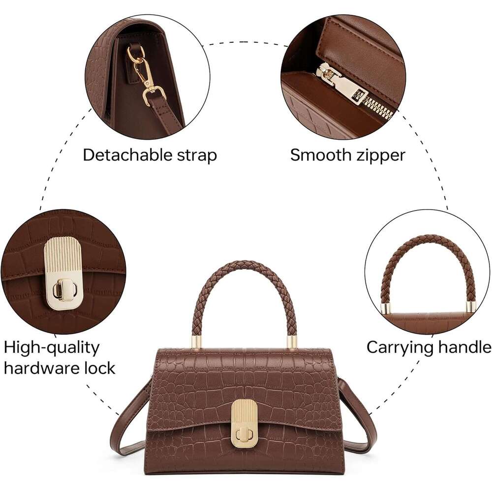 Top Handle Handbags For Women Small Satchel Crossbody Bag Purse With Detachable Strap