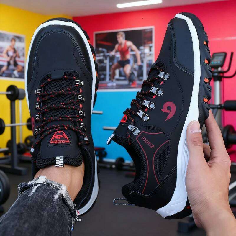 Waterproof Men's Leather Hiking Camping Running Jogging Shoes Breathable Athletic Trainer Masculino Zapatillas De Deporte