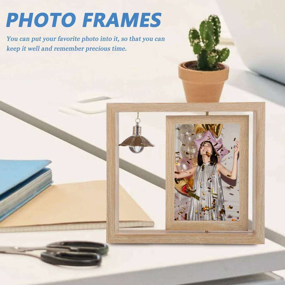Rotate Photo Frame Office Picture Hanging Frames Modern Wooden Tabletop Holder Decor Lovers Home S260205
