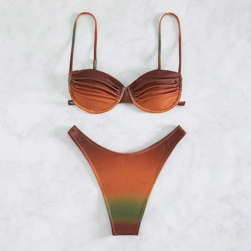 Women's Swimwear 2025 Thong Swimming for Women Swimsuit Gradient Bikini Push Up Beachwear Bathing Suit Brazilian Biquinis XJ260206