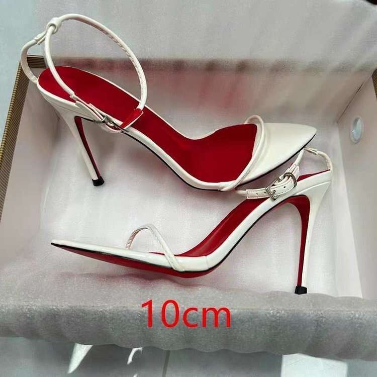 Plus Size Ultra-Thin One-Strap 12cm High Heels Fashion Sexy Wrist Strap Royal Design Shoe Sister Style Thin Heel Queen Red Sole Sandals for Women