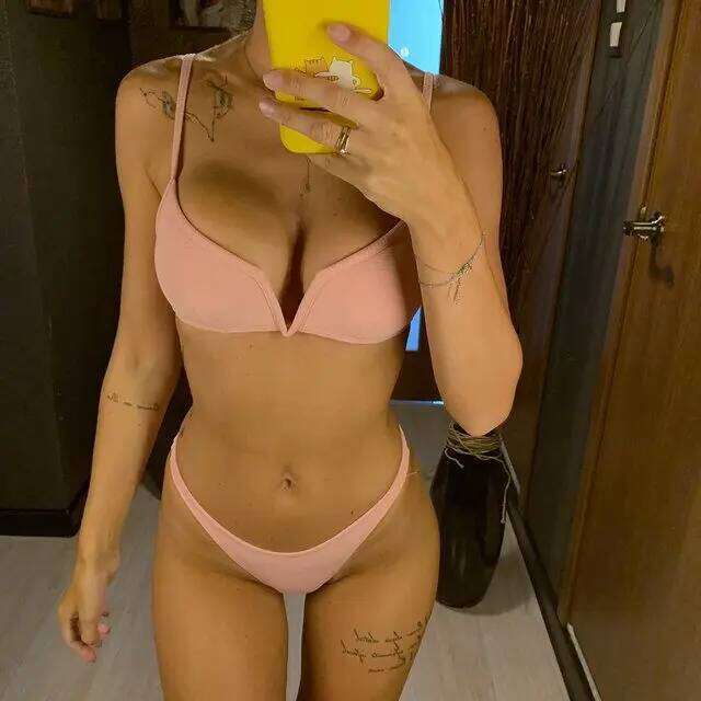 New Solid Striped Sexy Bikini Women's V-shaped Vacation Swimsuit Z260206