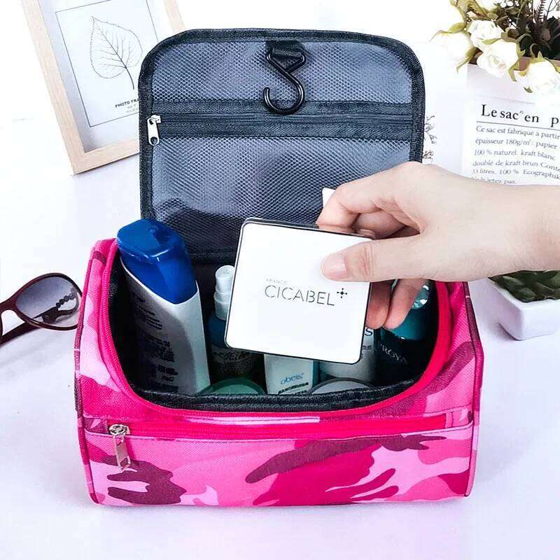 Make Up Camouflage Cosmetic Bag unisex travel organizer toiletry storage bag Large capacity Hanging Waterproof Wash Pouch Y260206