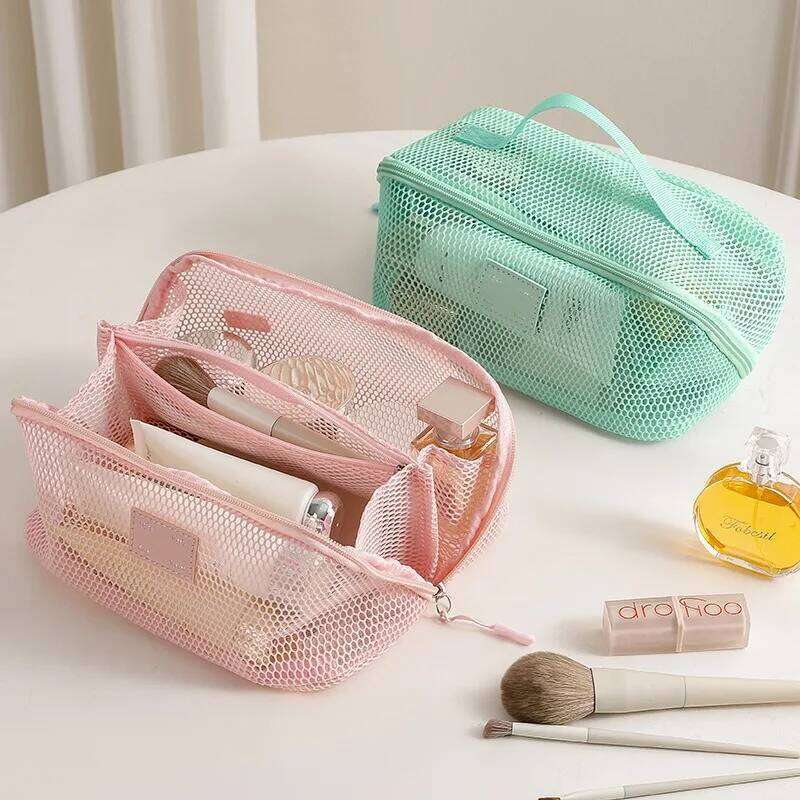 Simple Cosmetics For Women Large-capacity Waterproof Travel Portable Toiletries Storage Package Mesh Zipper Bag Y260206