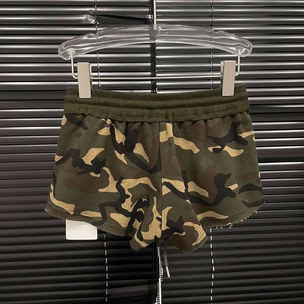 High Waist Camouflage Women's Summer New Fashion Drawstring Hip-wrapped Casual Shorts C260206