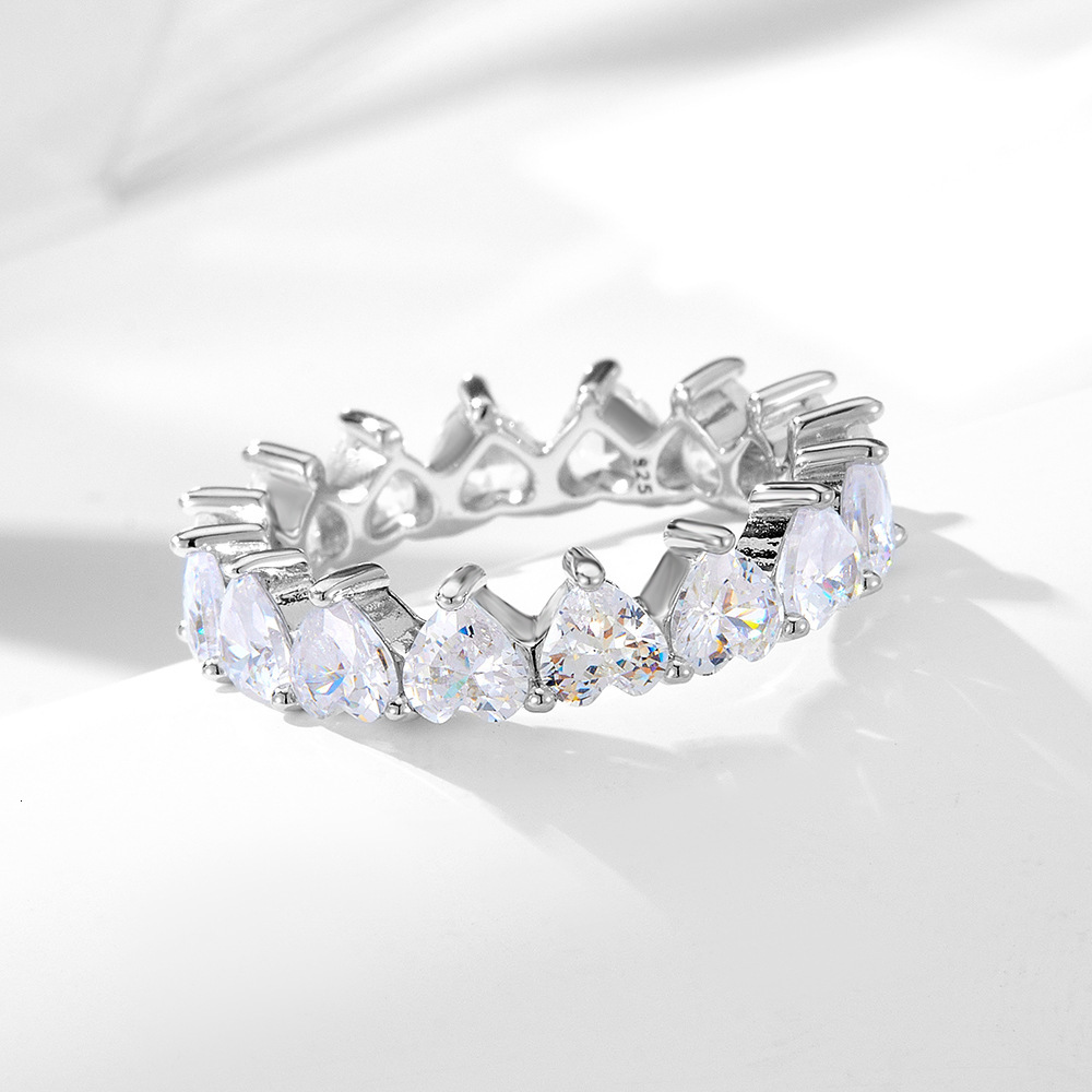 s925 sterling silver heart-shaped zircon for women, light luxury high-end style, ins minimalist full diamond ring jewelry