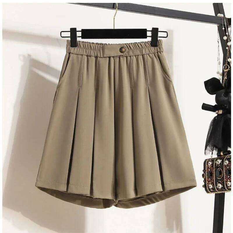Summer New Korean Elastic High Waist Slim Wide Leg Women Solid Button Pockets Fashion Simple Loose Casual Shirring Shorts H260206