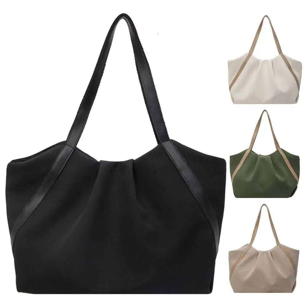 Women Work Tote Handbag Large Capacity Canvas Shopping Handheld Contrast Color Simple Shoulder Daily Bag for Female Y260205