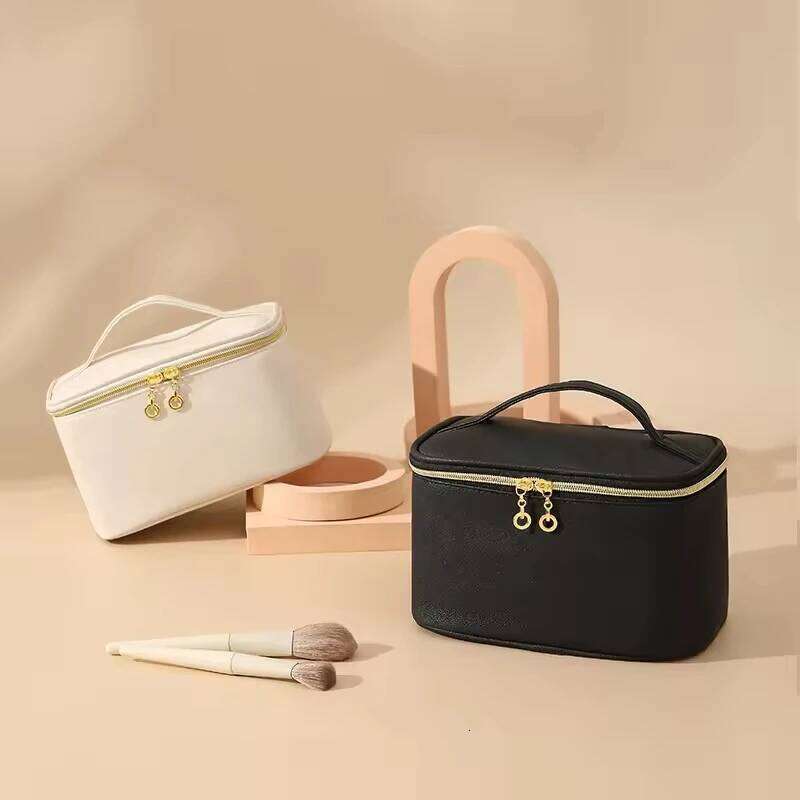 Customizable PU Leather Makeup Bag Personalized Monogram Name Cosmetic Case Bespoke Design Large Capacity Toiletry Organizer Y260206